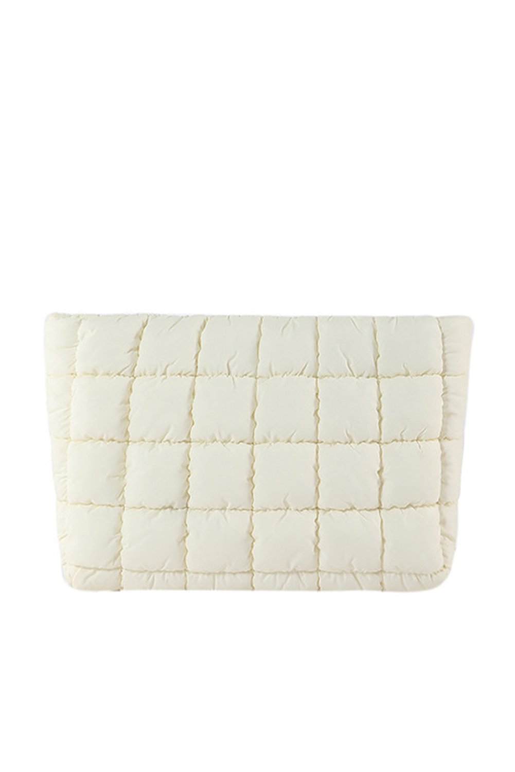 White Zipper Quilted Puffer Cosmetic Bag - loveforevers