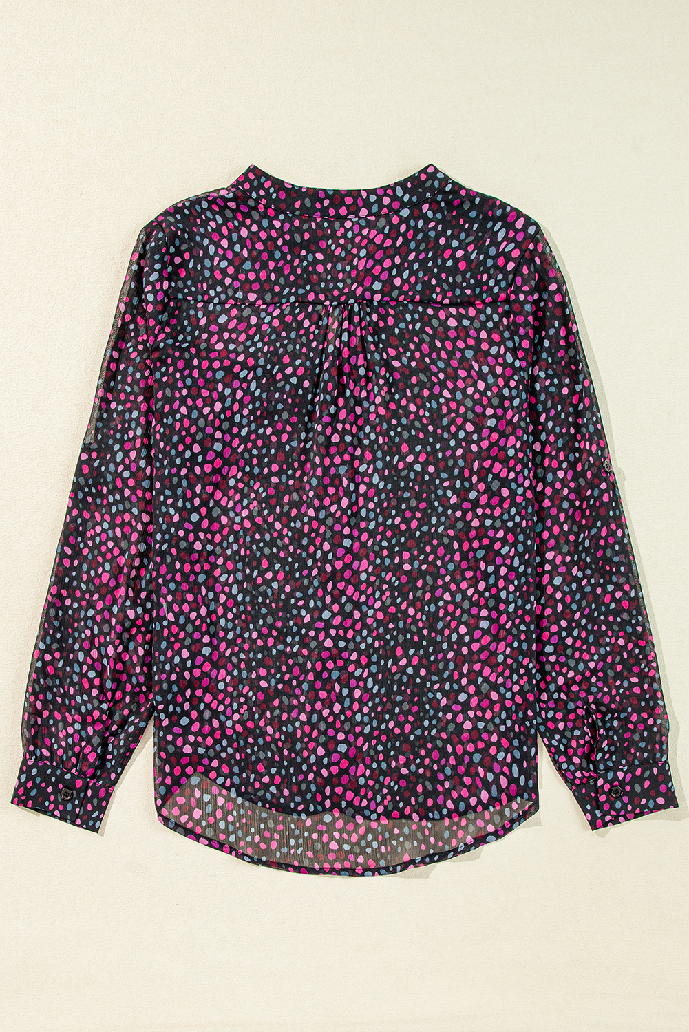 Grape Wine Polka Dot Printed Buttoned Casual Shirt - loveforevers