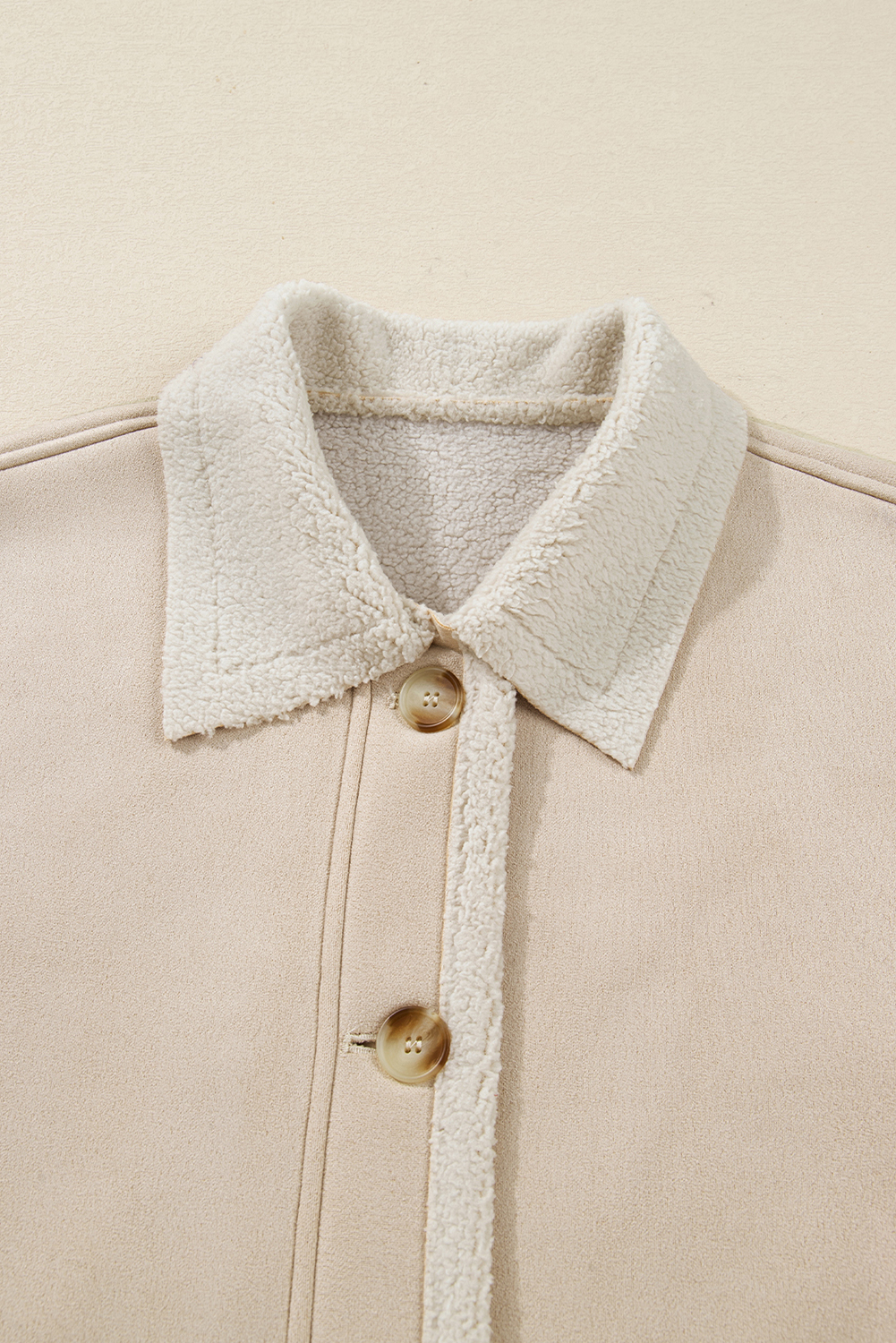 Parchment Suede Sherpa Lined Western Loose Jacket - loveforevers