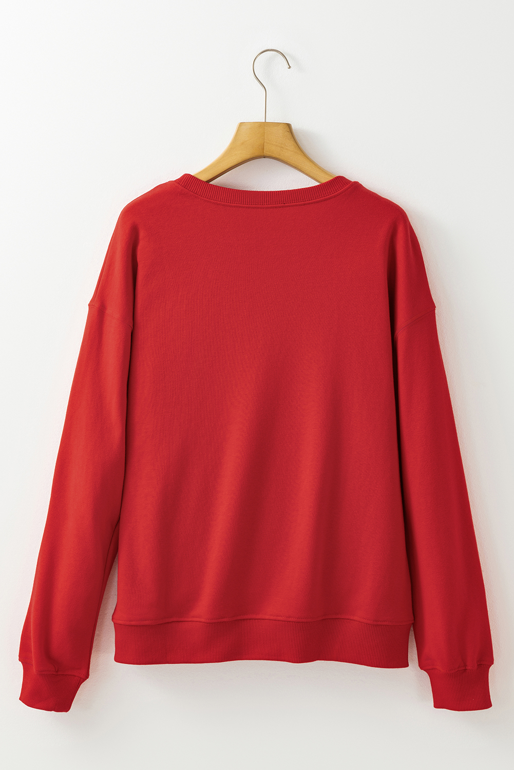 Red Heat Transfer HOLLY JOLLY Printing Christmas Pullover Sweatshirt - loveforevers