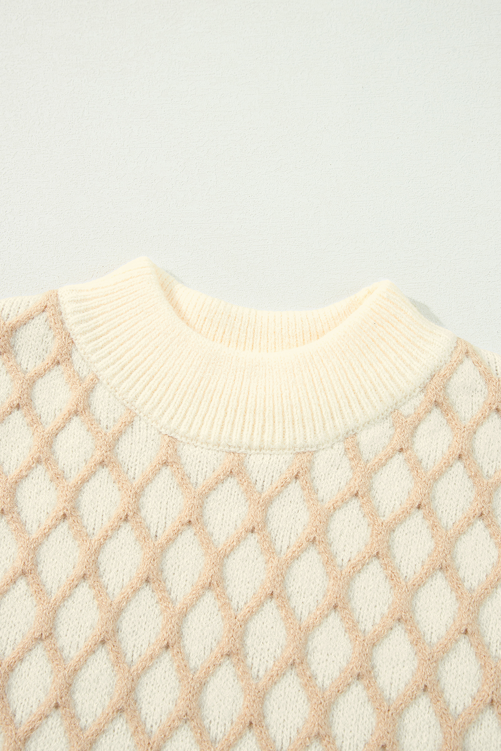 Oatmeal Diamond Knit Drop Shoulder Loose Sweater - loveforevers