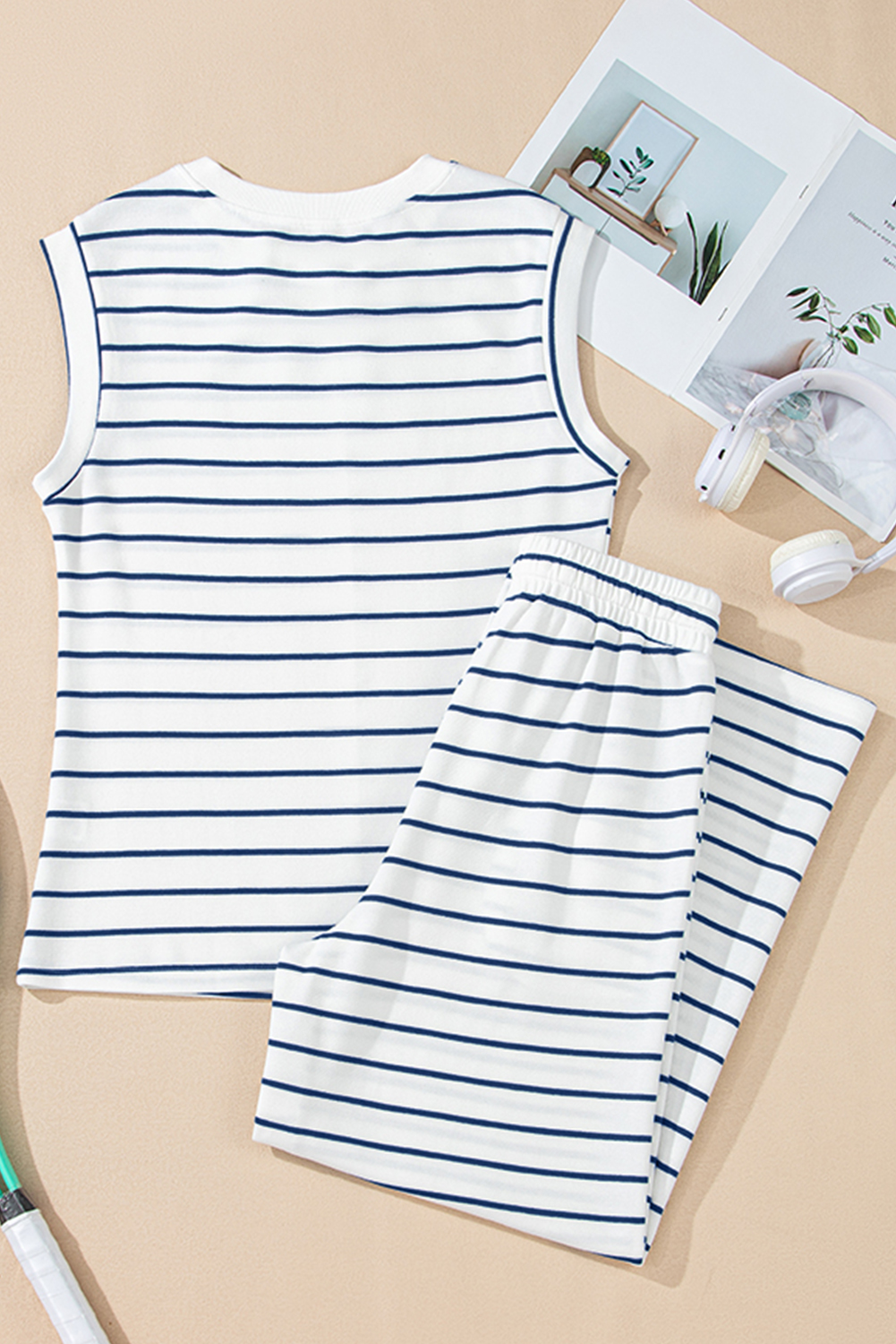 Sail Blue Casual Wide Leg 2pcs Pants Set - loveforevers