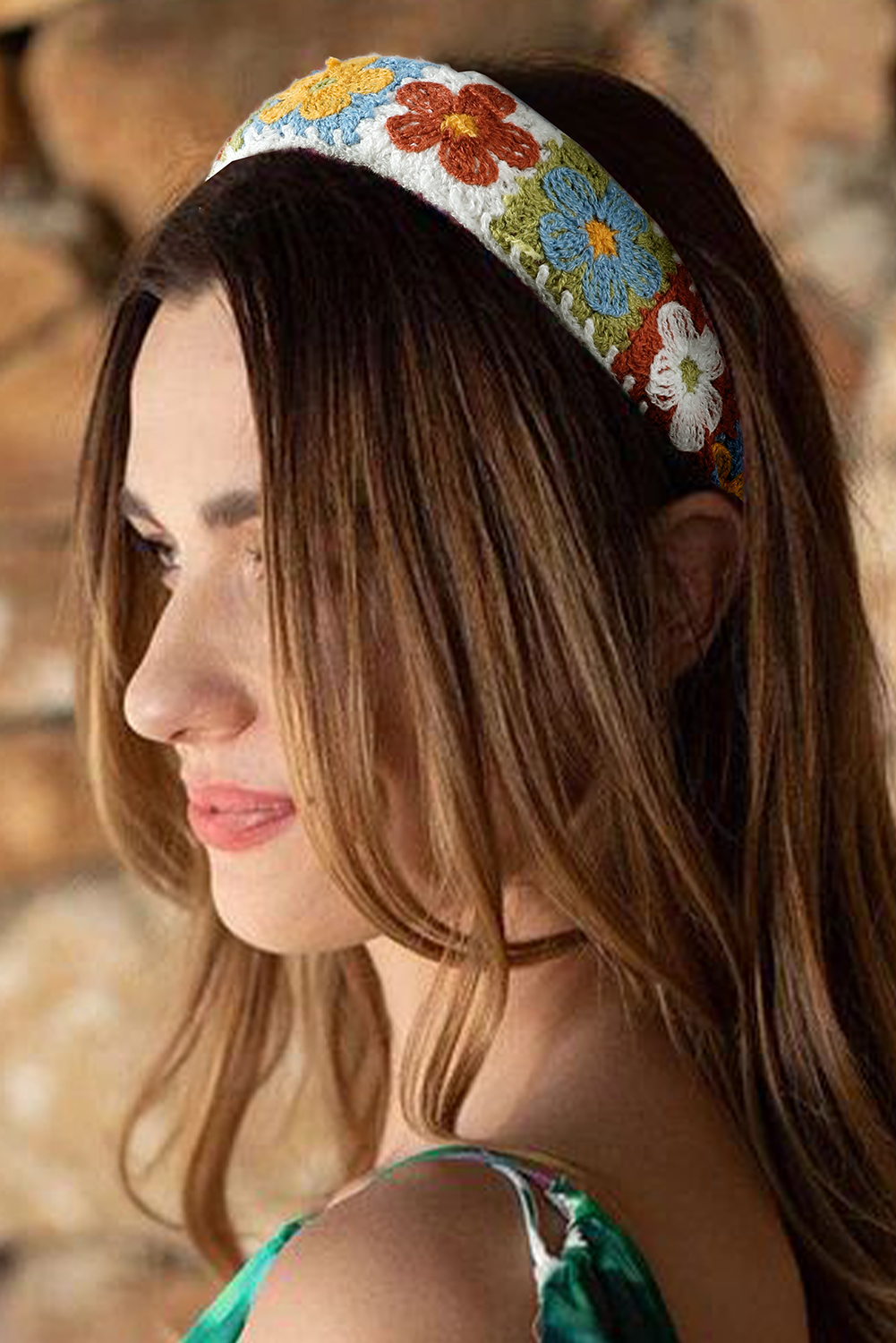 White Boho Flower Crochet Cloth Wide Headband - loveforevers