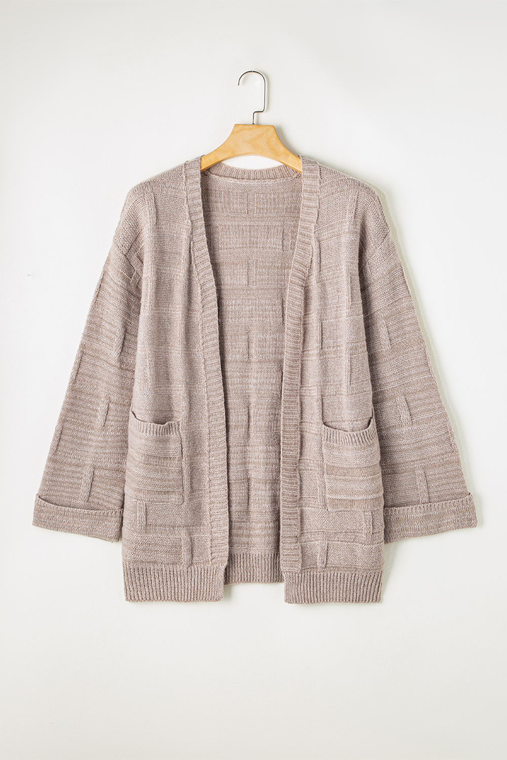 Delicacy Textured Knit Open Front Chic Cardigan with Pockets - loveforevers