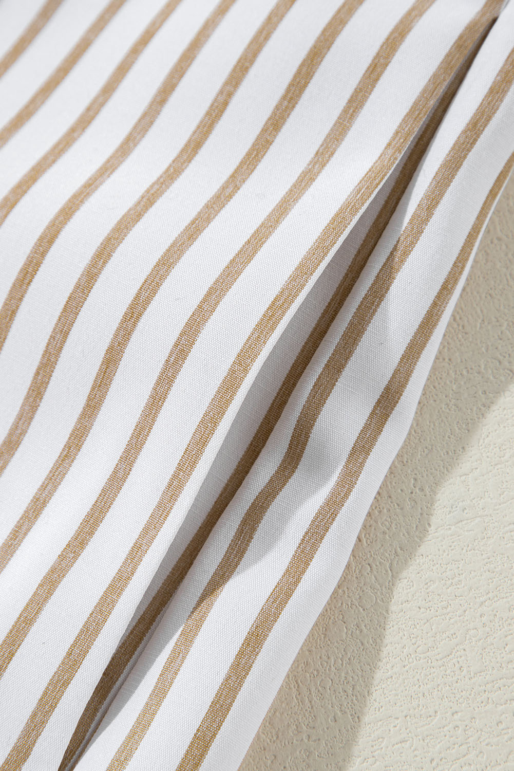 Khaki Stripe Long Sleeve Button Up Mini Shirt Dress - loveforevers