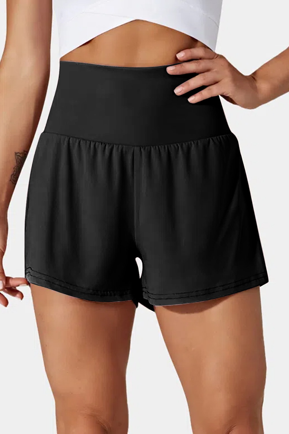 Black Pocketed Wide Waistband Swim Shorts - loveforevers