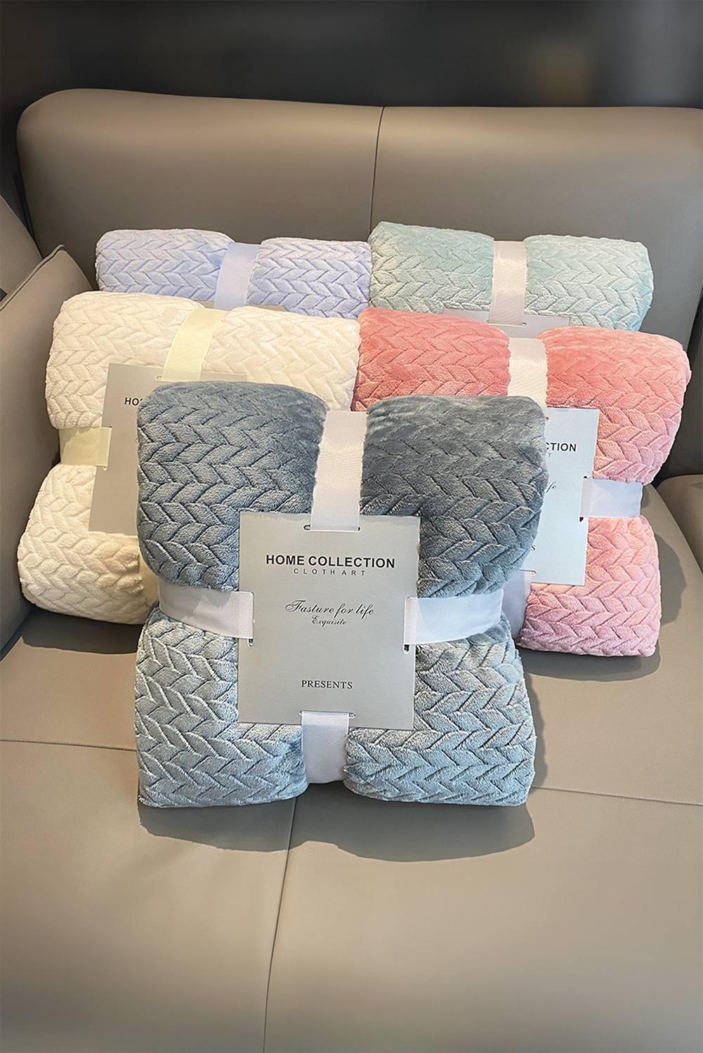 Light Pink Textured Soft Fleece Large Throw Blanket - loveforevers