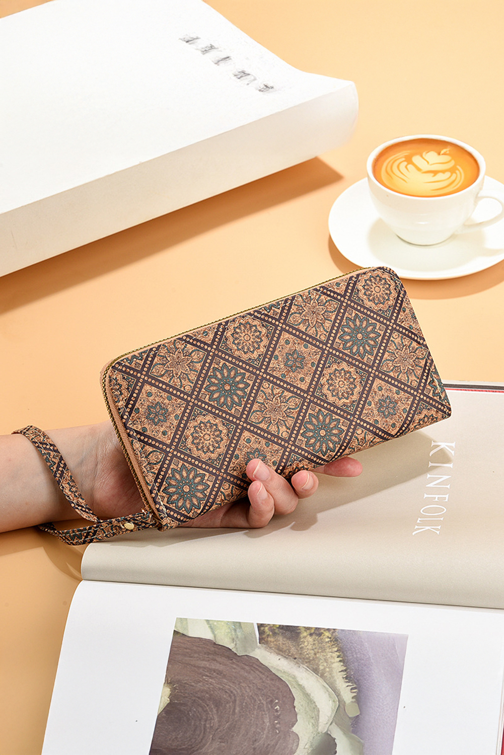 Brown Western Pattern Print Wristlet PU Leather Wallet - loveforevers