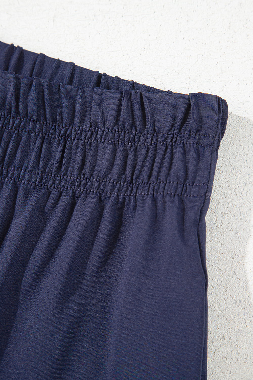 Navy Blue Raw Hem Loose Tee and Wide Leg Pants Set - loveforevers