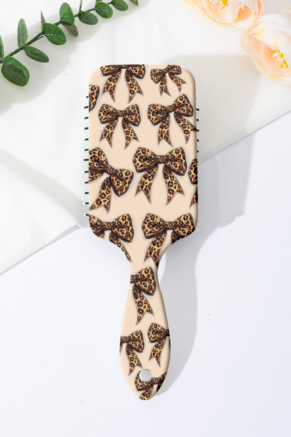 Parchment Leopard Bow Print Air Cushion Comb - loveforevers