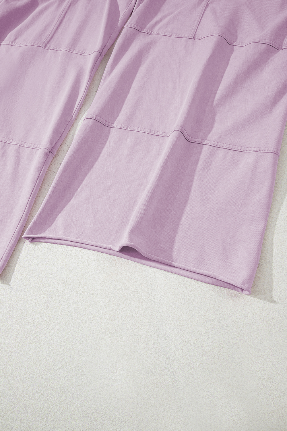 Pink Mineral Wash Exposed Seam Drawstring Elastic Waistband Wide Leg Cargo Pants - loveforevers