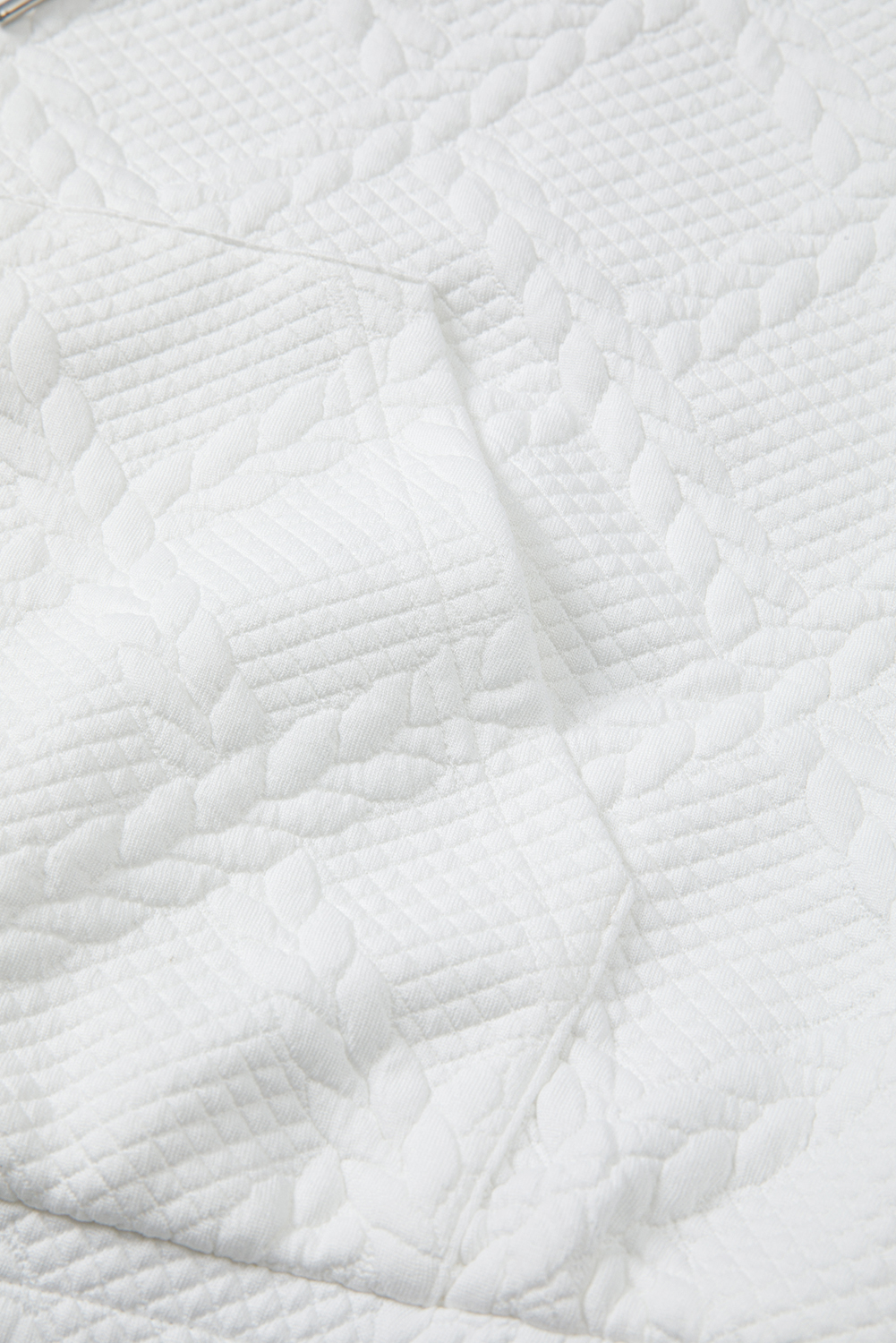 White Cable Lattice Texture Kangaroo Pocket Hoodie - loveforevers