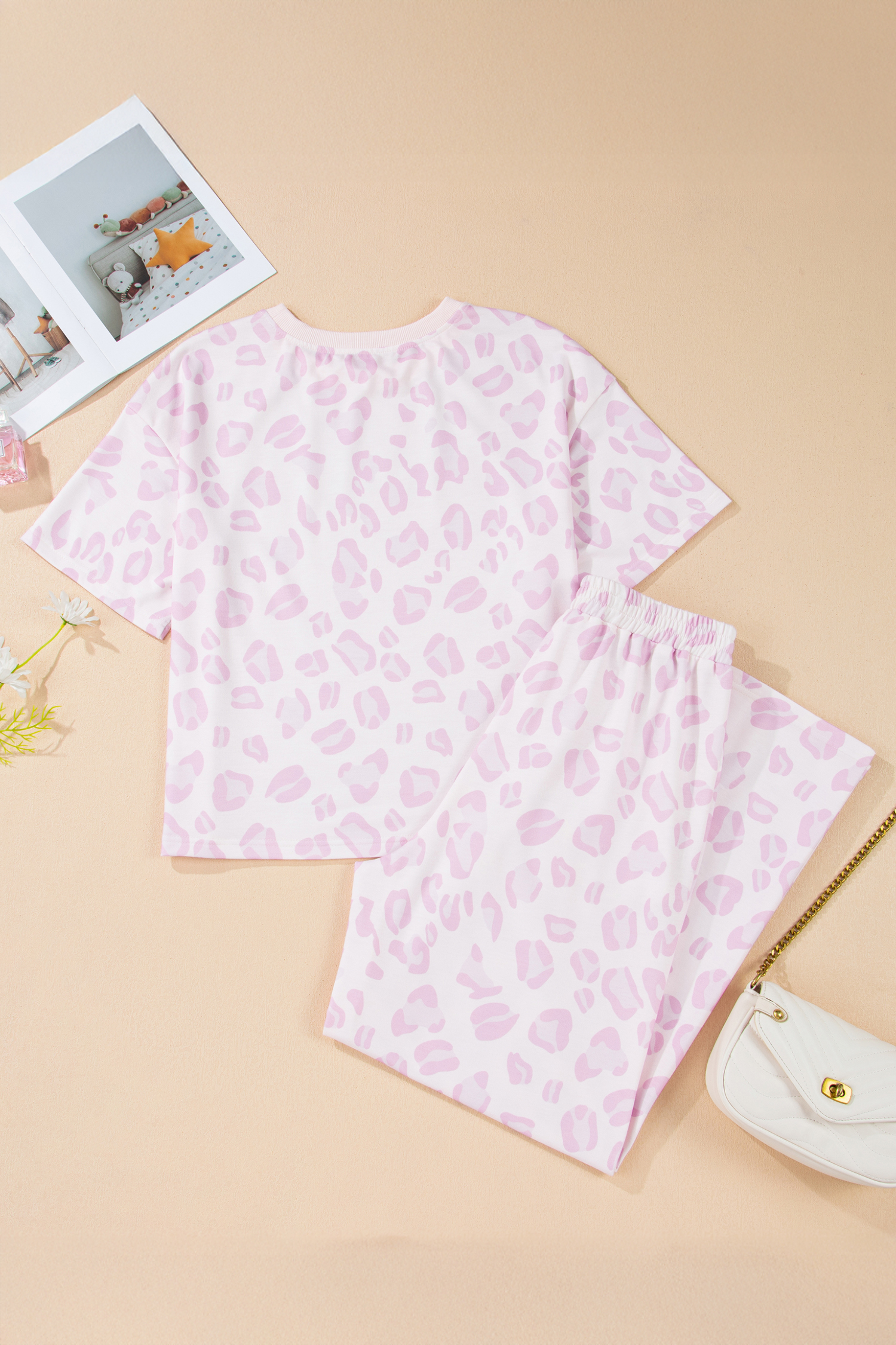 Pink Leopard Two Piece Top and Pants Set - loveforevers
