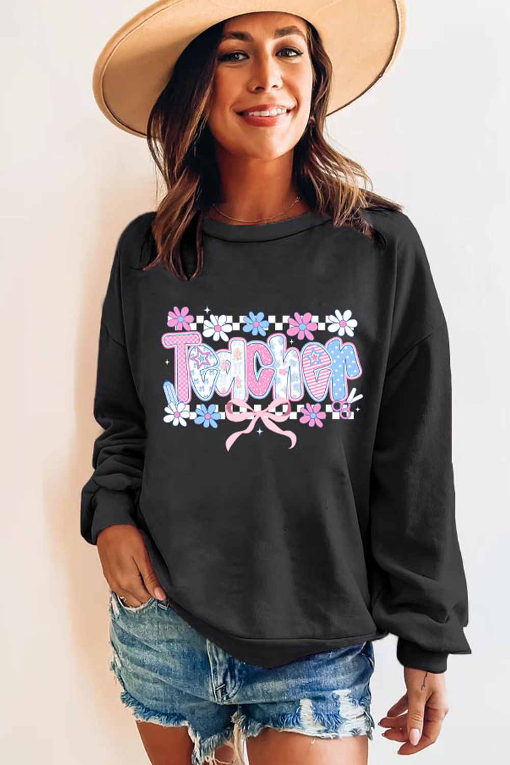 Black Custom Teacher Graphic Sweatshirt - loveforevers