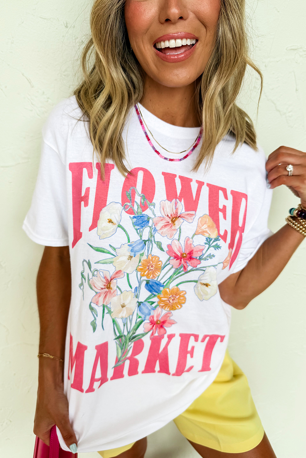 White FLOWER MARKET Graphic T Shirt - loveforevers