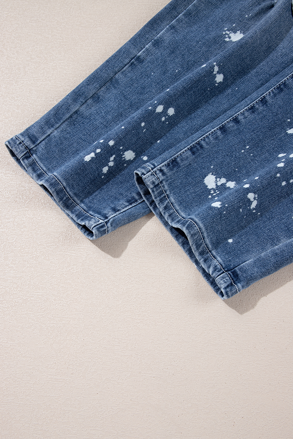 Ashleigh Blue Ripped Splattering Paint Rope Waist Cropped Straight Jeans - loveforevers