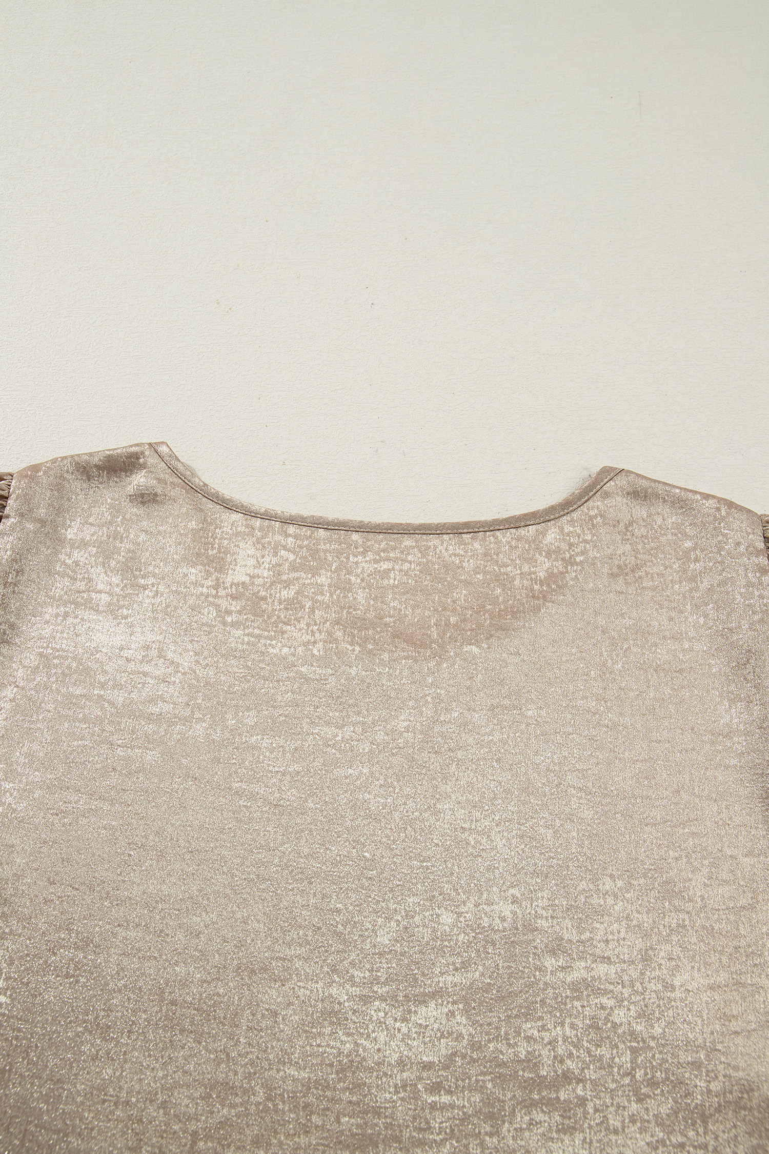 Apricot Metallic Round Neck Smocked Long Sleeve Blouse - loveforevers