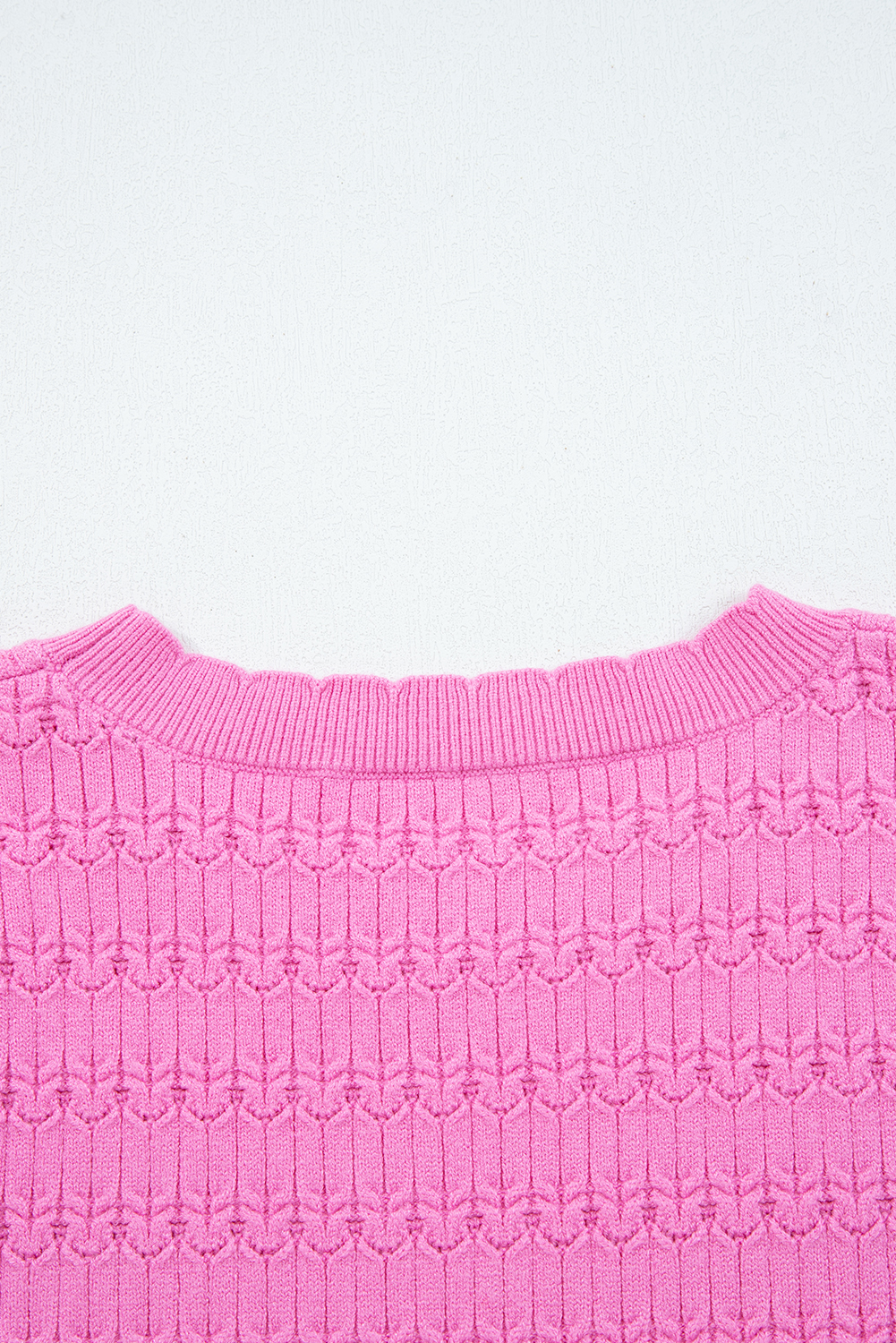 Fiery Red Trendy Pattern Knit Ribbed Cuffs Crew Neck Sweater - loveforevers