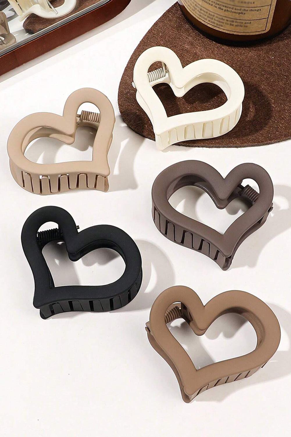 Black Cutout Heart Shape Frosted Small Hair Clip - loveforevers