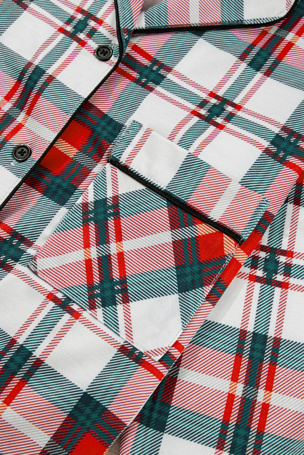 Red Christmas Plaid Print Two Piece Long Sleeve Pajamas Set - loveforevers