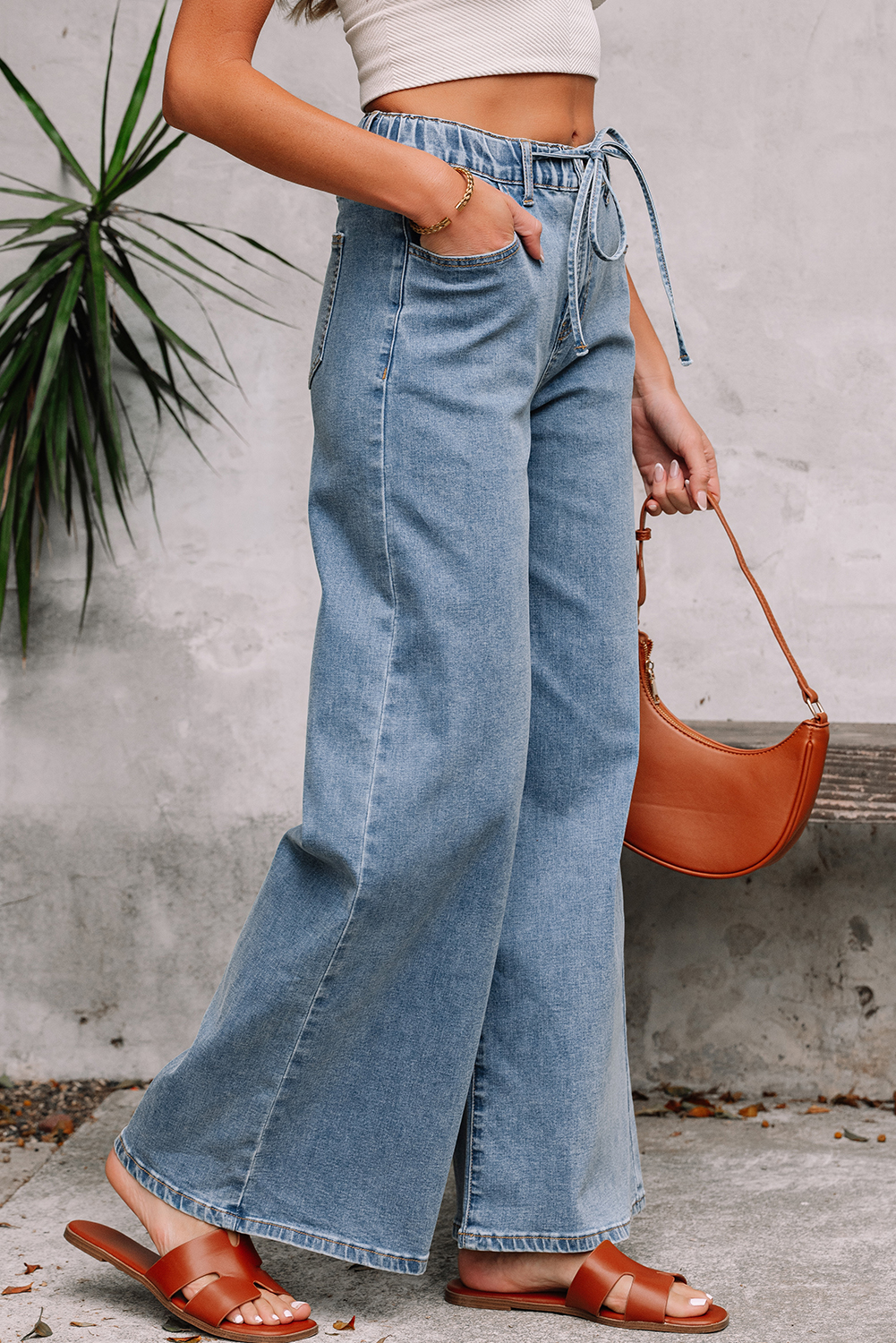 Dusk Blue Medium Wash Super Wide Leg Denim Pants - loveforevers
