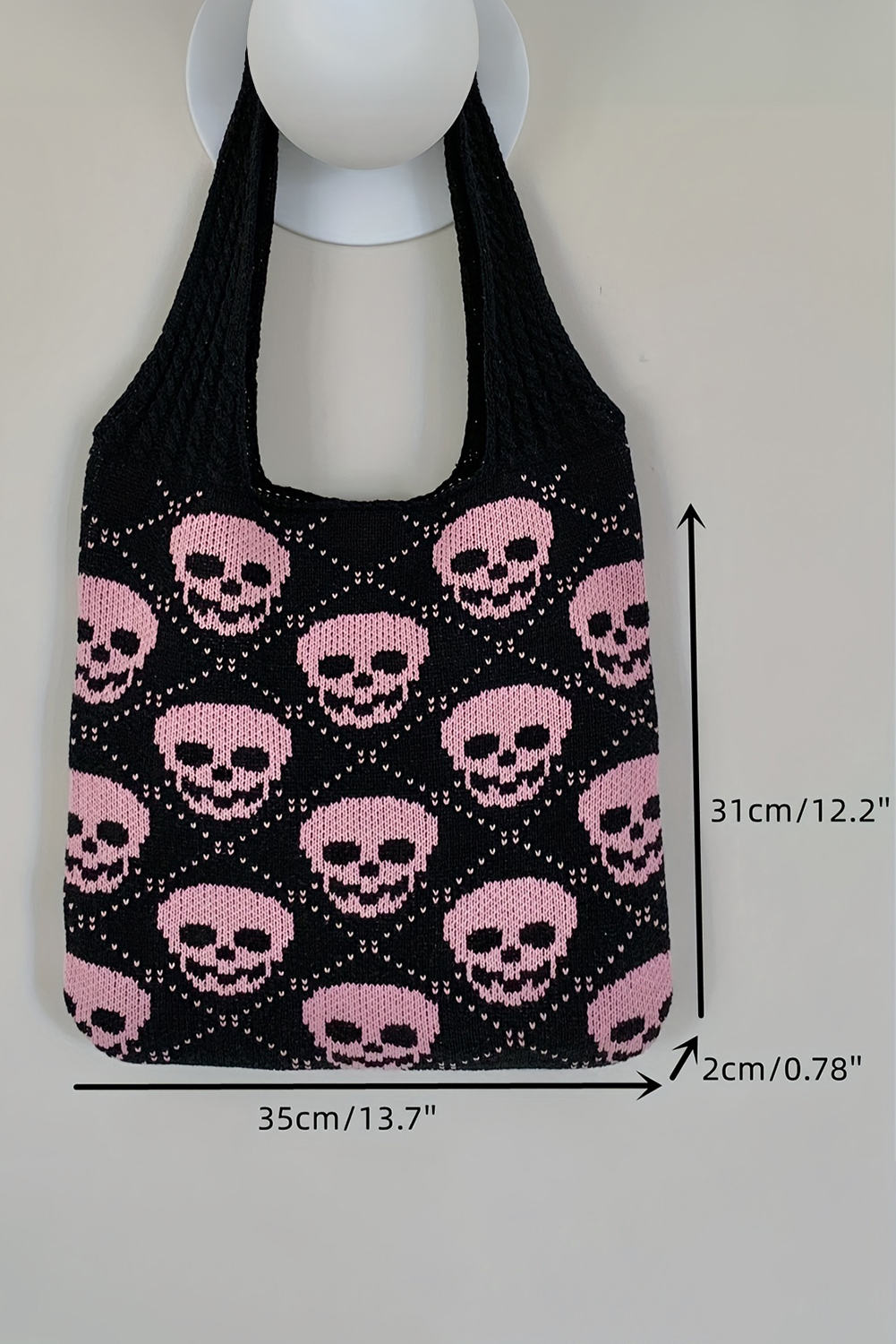 Black Halloween Skull Knitted Shoulder Bag - loveforevers