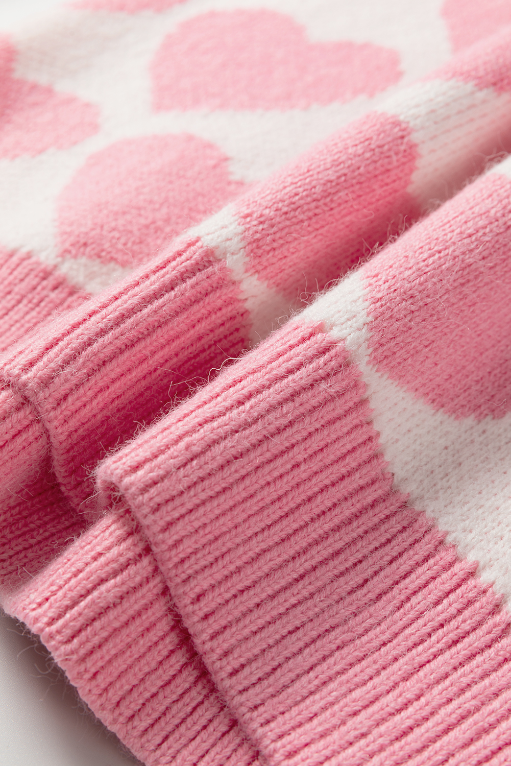 Strawberry Pink Valentine Heart Print Knit Sweater - loveforevers