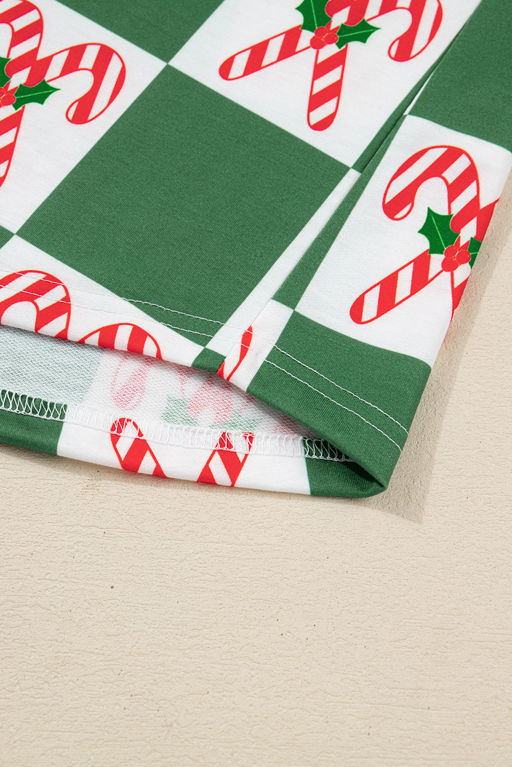 Green Holly Jolly Checkered Pattern 2pcs Long Pajama Set - loveforevers