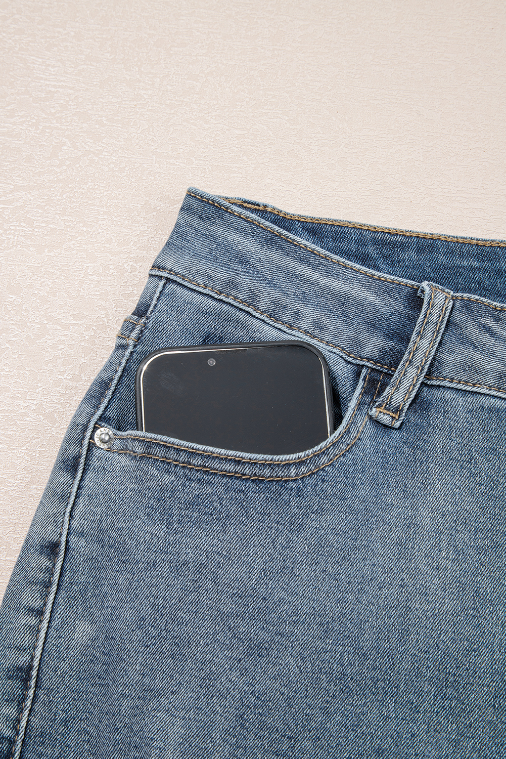 Beau Blue Slightly Distressed Ankle-length Straight Jeans - loveforevers