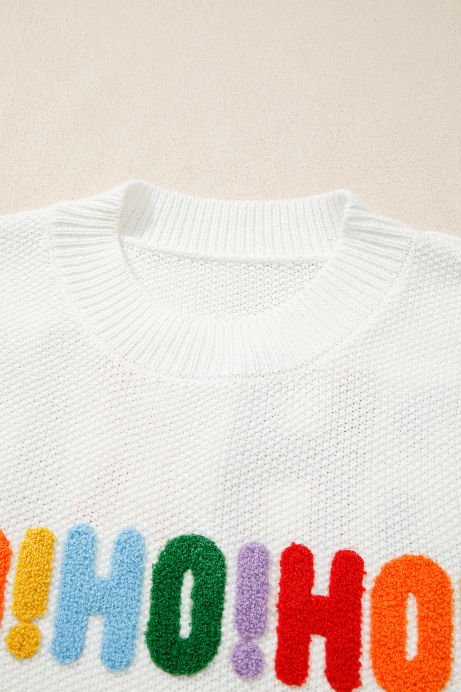 White Chenille Graphic Drop Shoulder Holiday Sweater - loveforevers