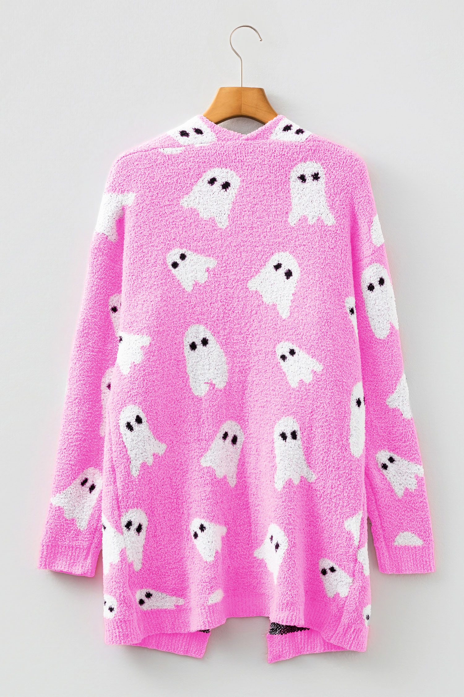 Bonbon Halloween Ghost Pattern Mid-length Knitted Cardigan - loveforevers
