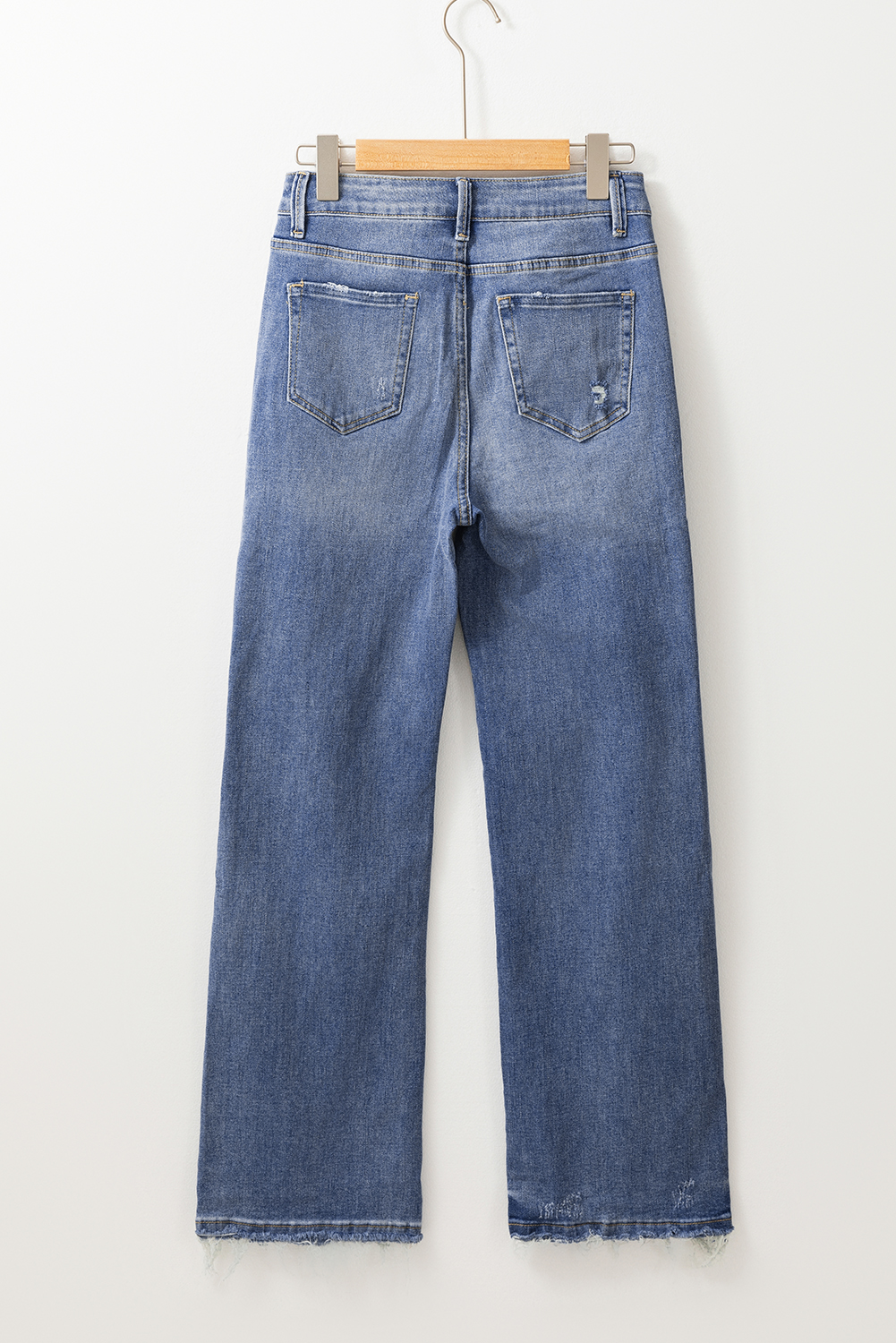 Ashleigh Blue Distressed Raw Hem Straight Leg High Waist Jeans - loveforevers