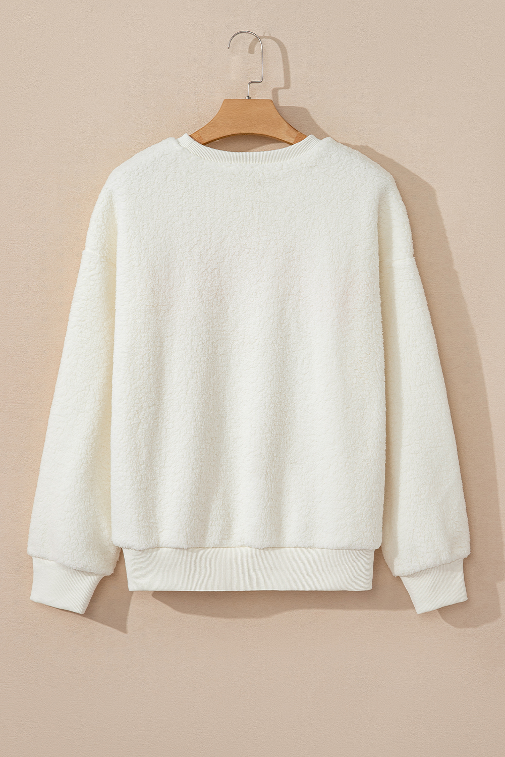 Beige Sherpa HOWDY Patched Pullover Sweatshirt - loveforevers