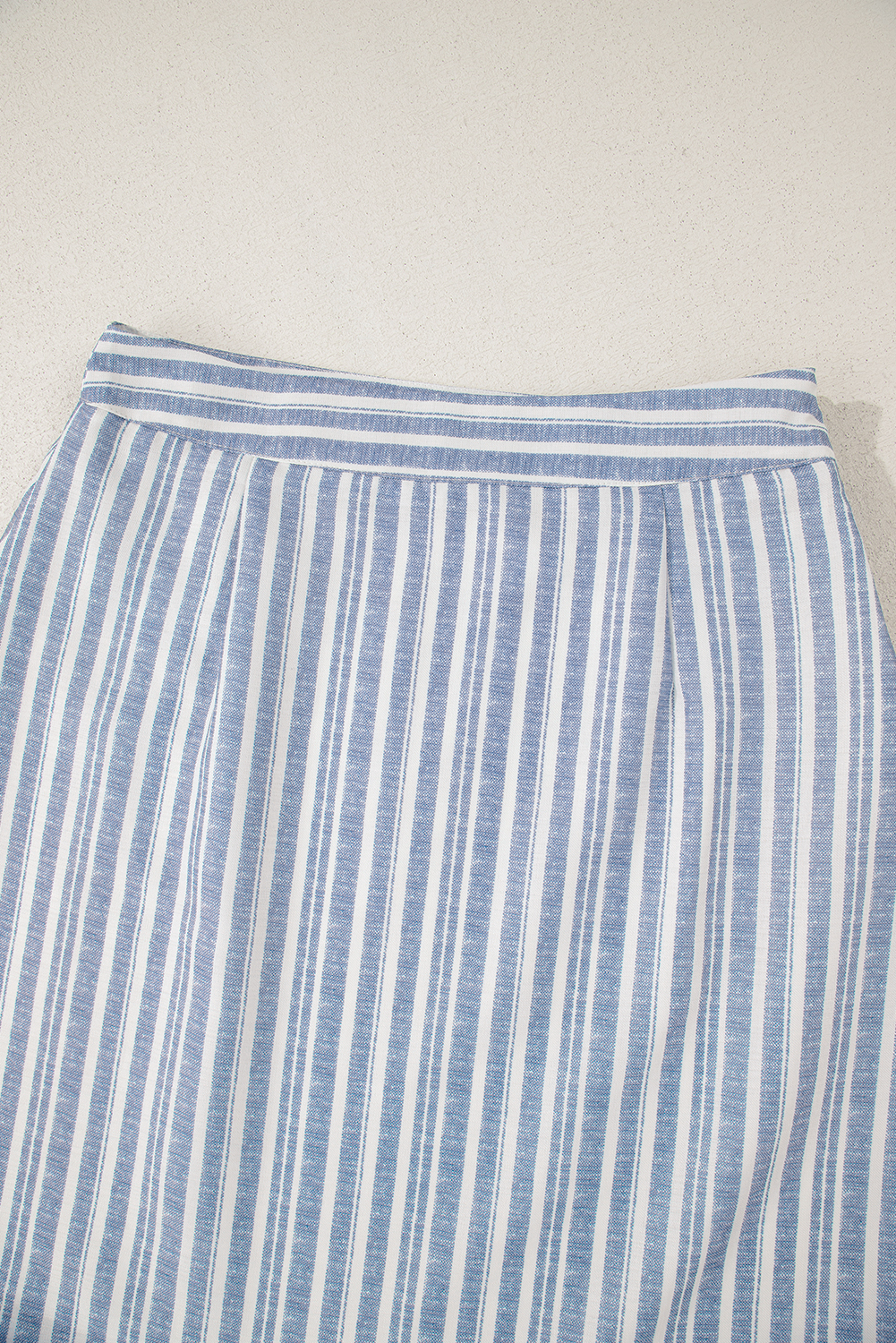 Sky Blue Stripe Buttoned Office Waistcoat Mini Skirt Set - loveforevers