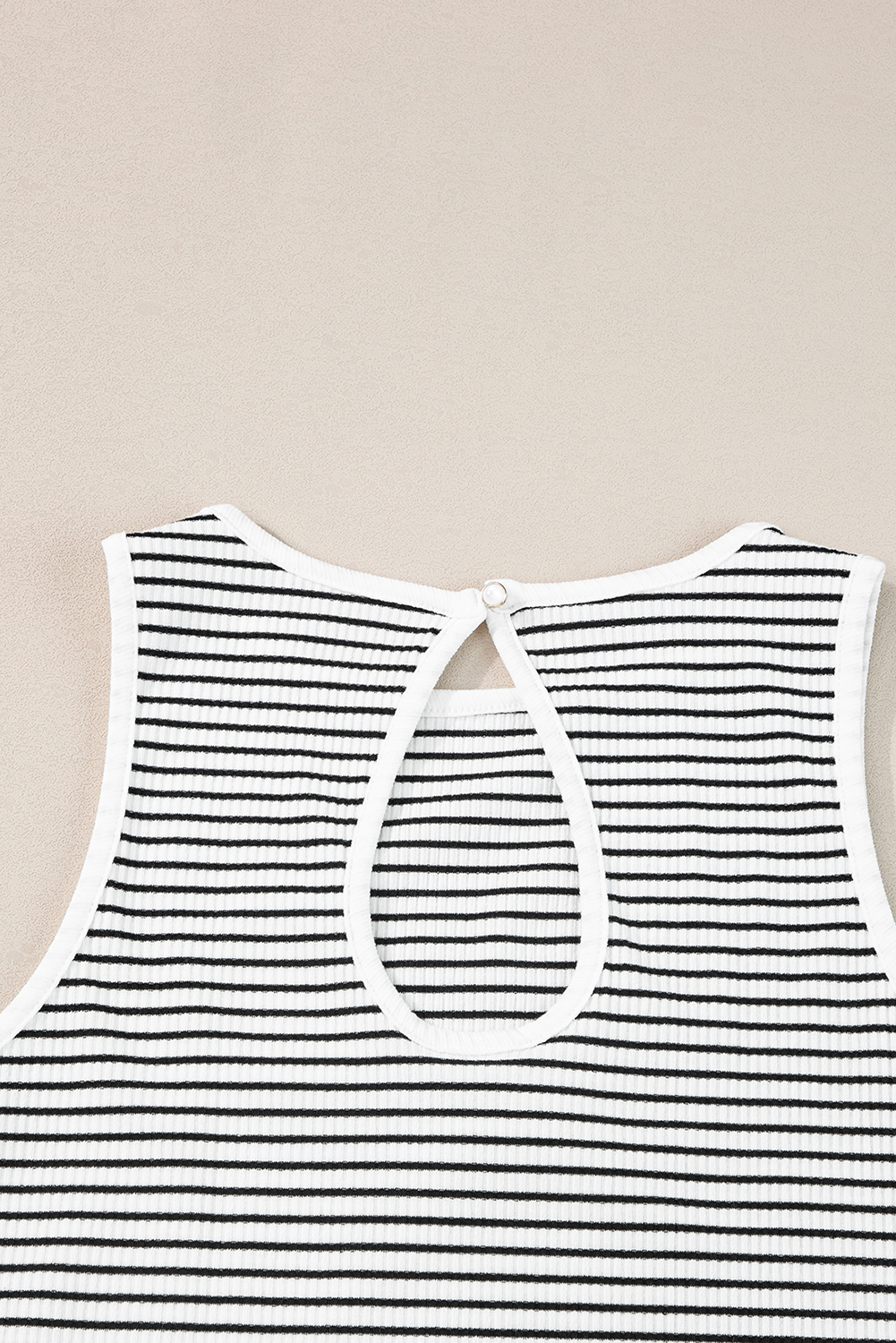 Black Striped Print Ribbed Knit Sleeveless Top - loveforevers