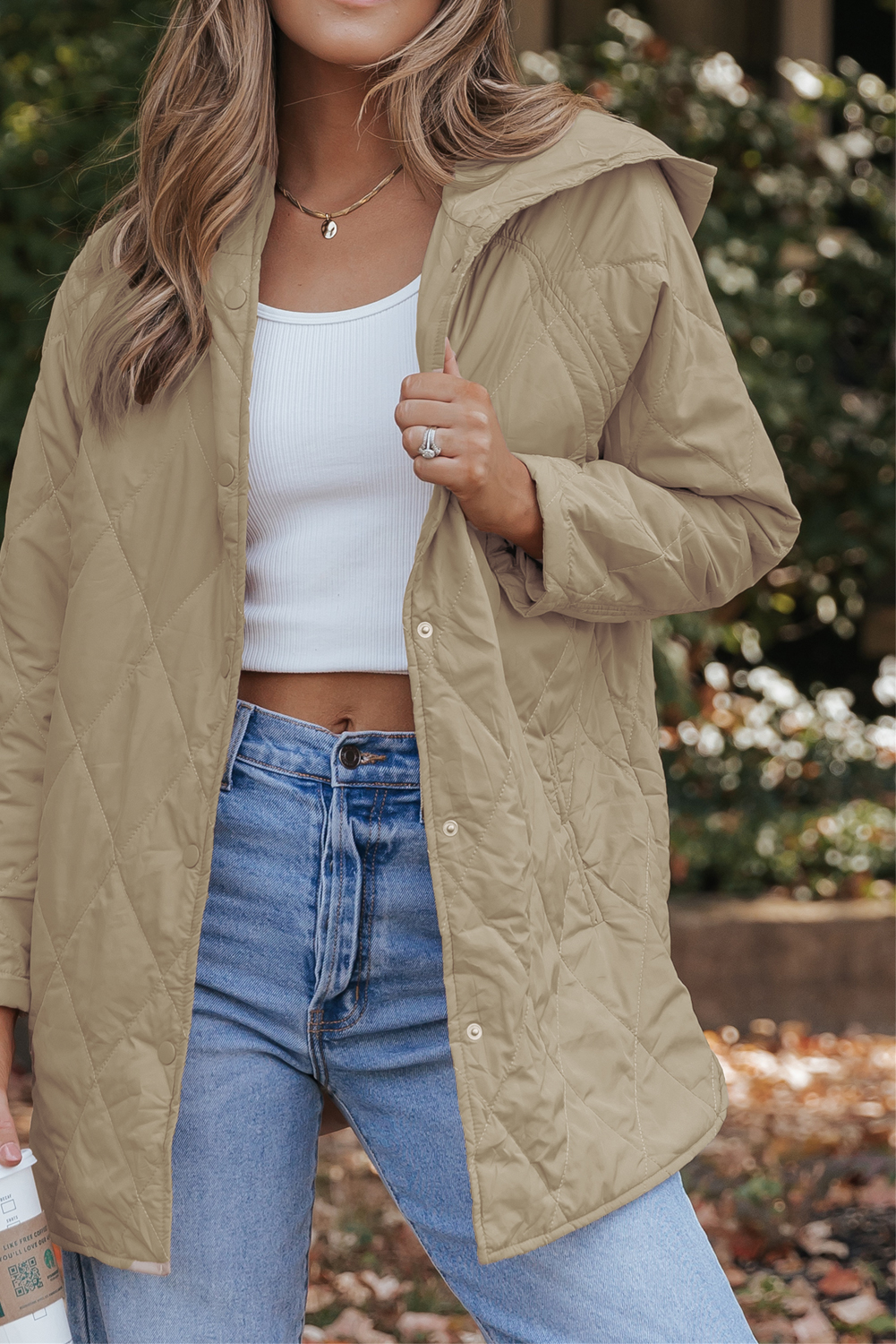 Green Quilted Snap Button Hooded Puffer Coat - loveforevers