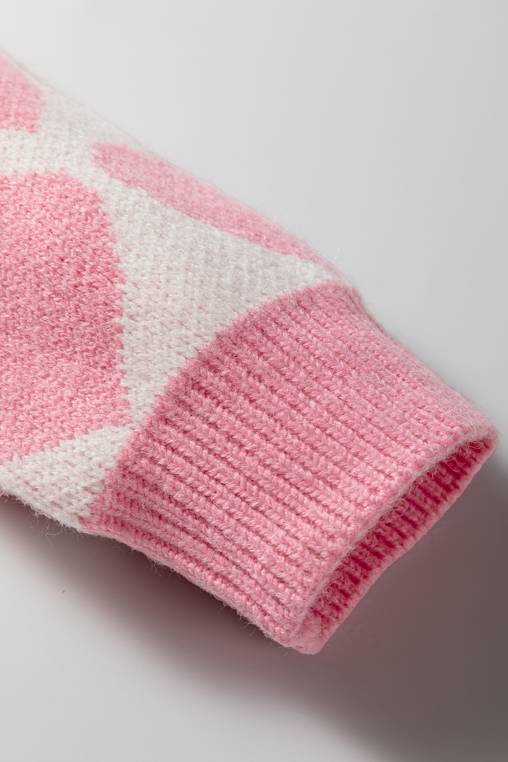 Strawberry Pink Valentine Heart Print Knit Sweater - loveforevers
