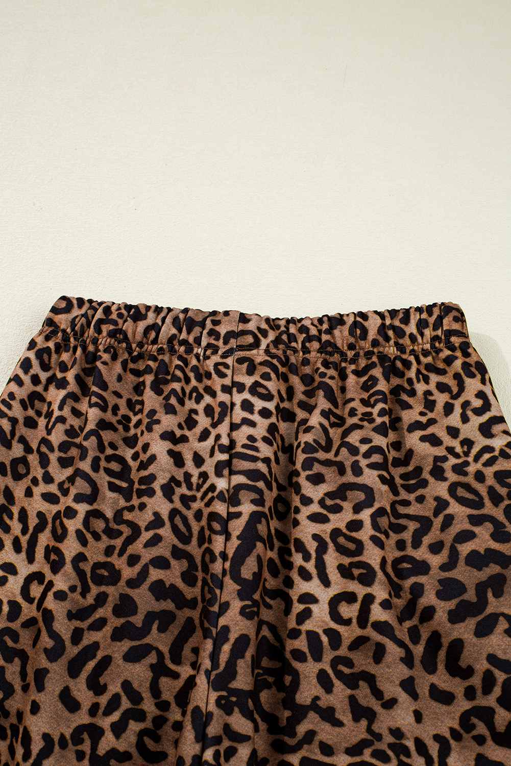 Coffee Leopard Print Contrast Trim Long Sleeve Top and Pants Set - loveforevers