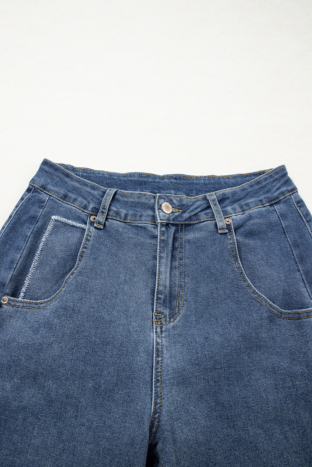 Ashleigh Blue Stitched Raw Hem Wide Leg Loose Jeans - loveforevers