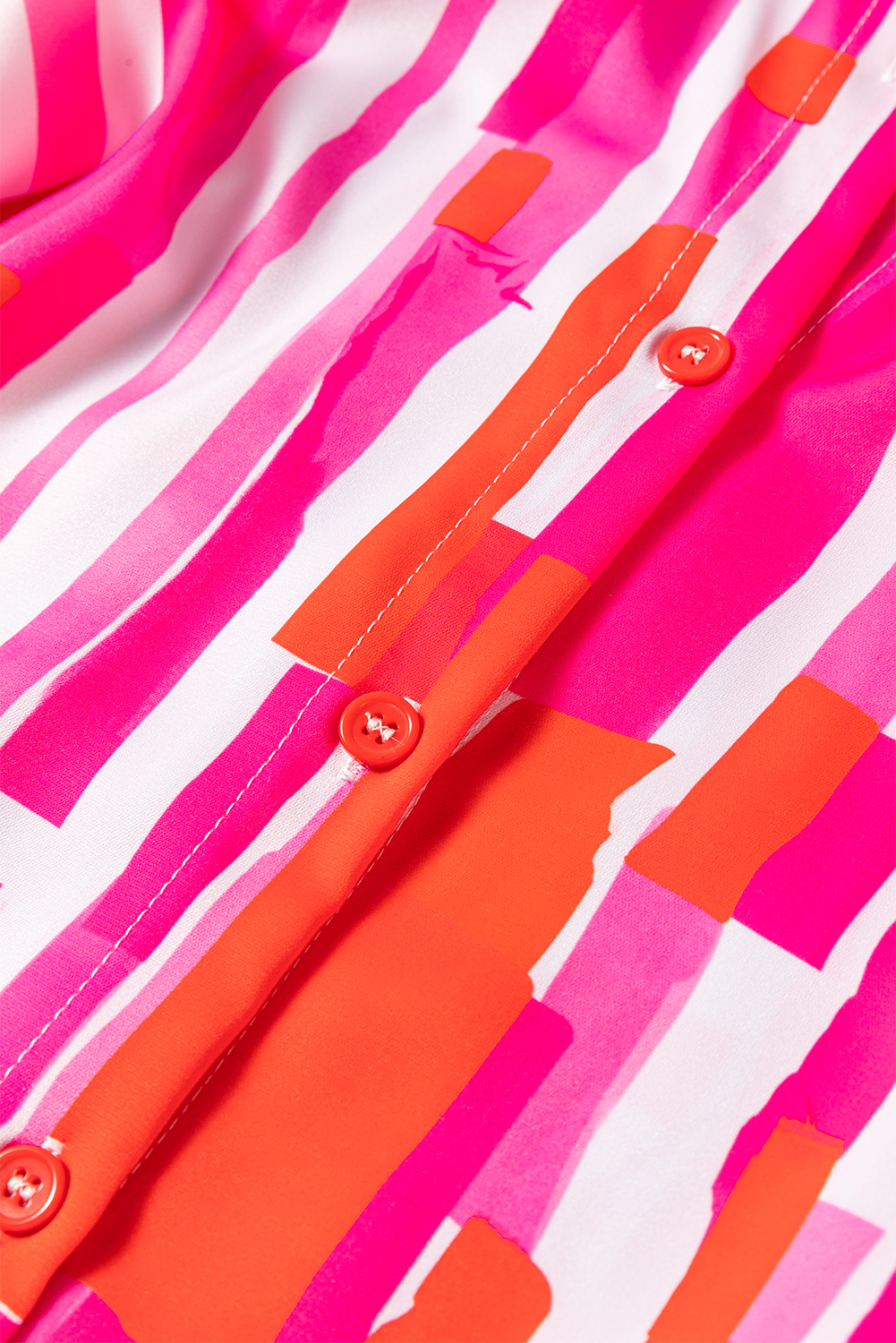 Pink Abstract Print Batwing Sleeve Casual Shirt - loveforevers