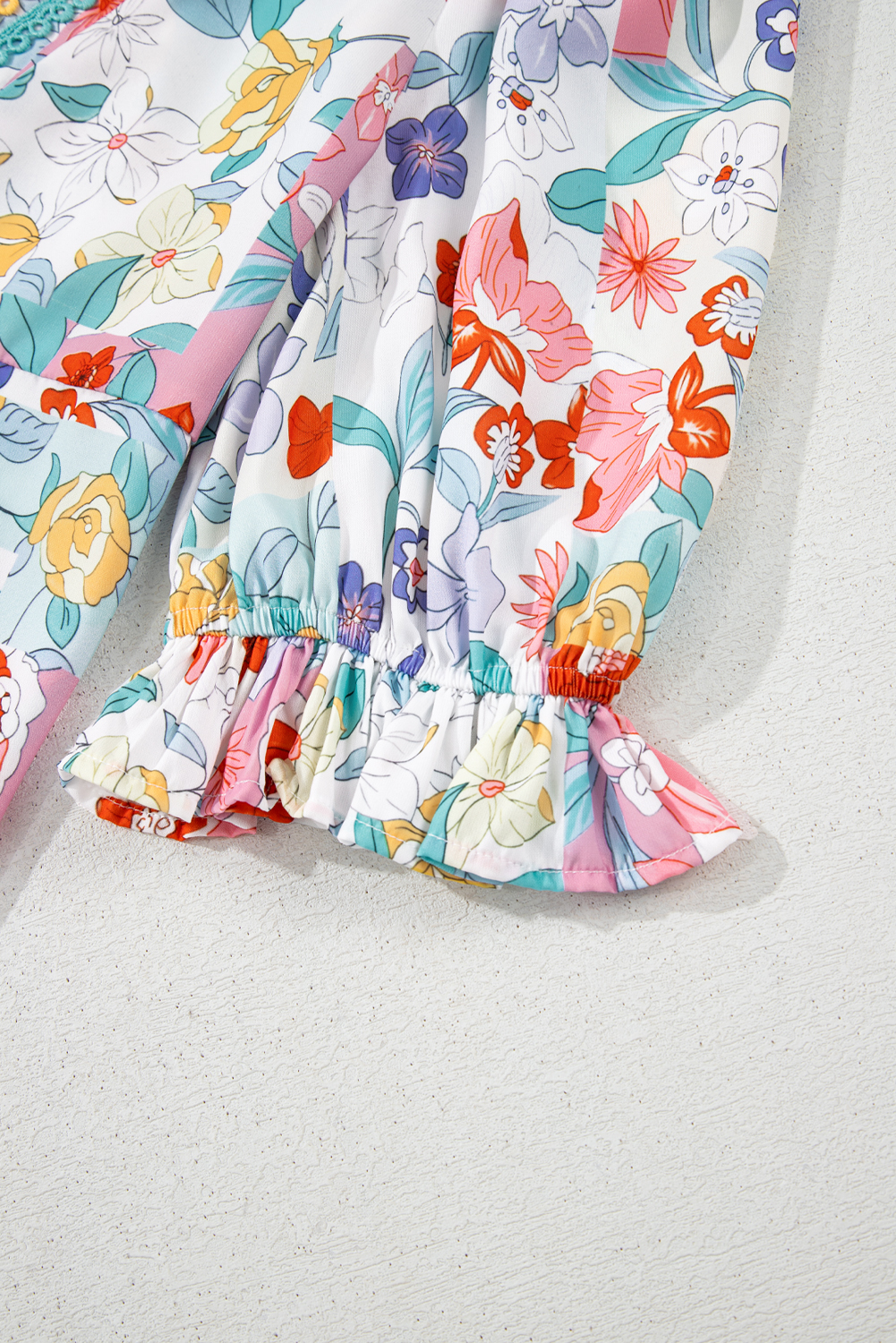 Pink Boho Flower Print Half Puff Sleeve Blouse - loveforevers