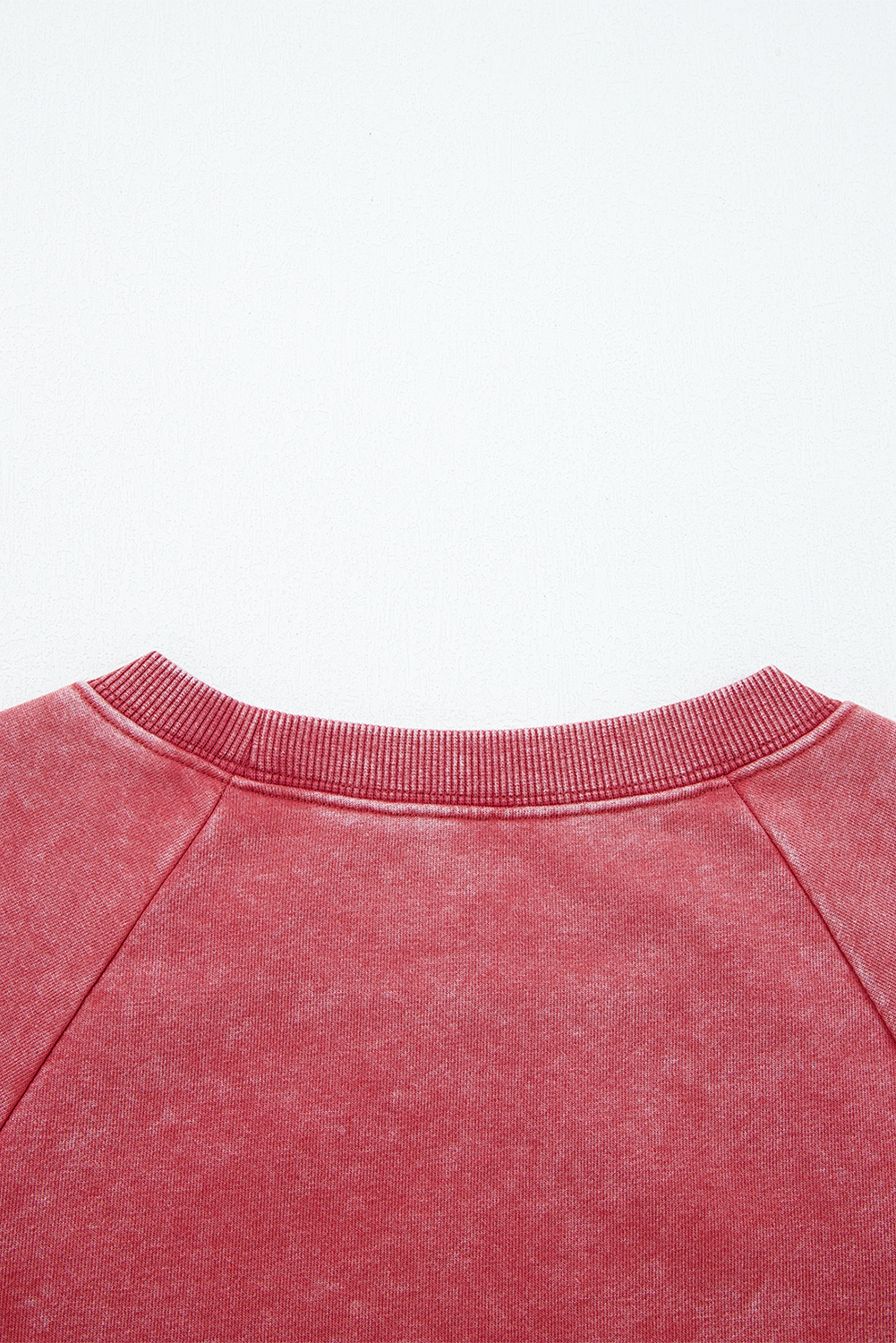 Racing Red Mineral Wash Raglan Sleeve Raw Hem Crop Sweatshirt - loveforevers