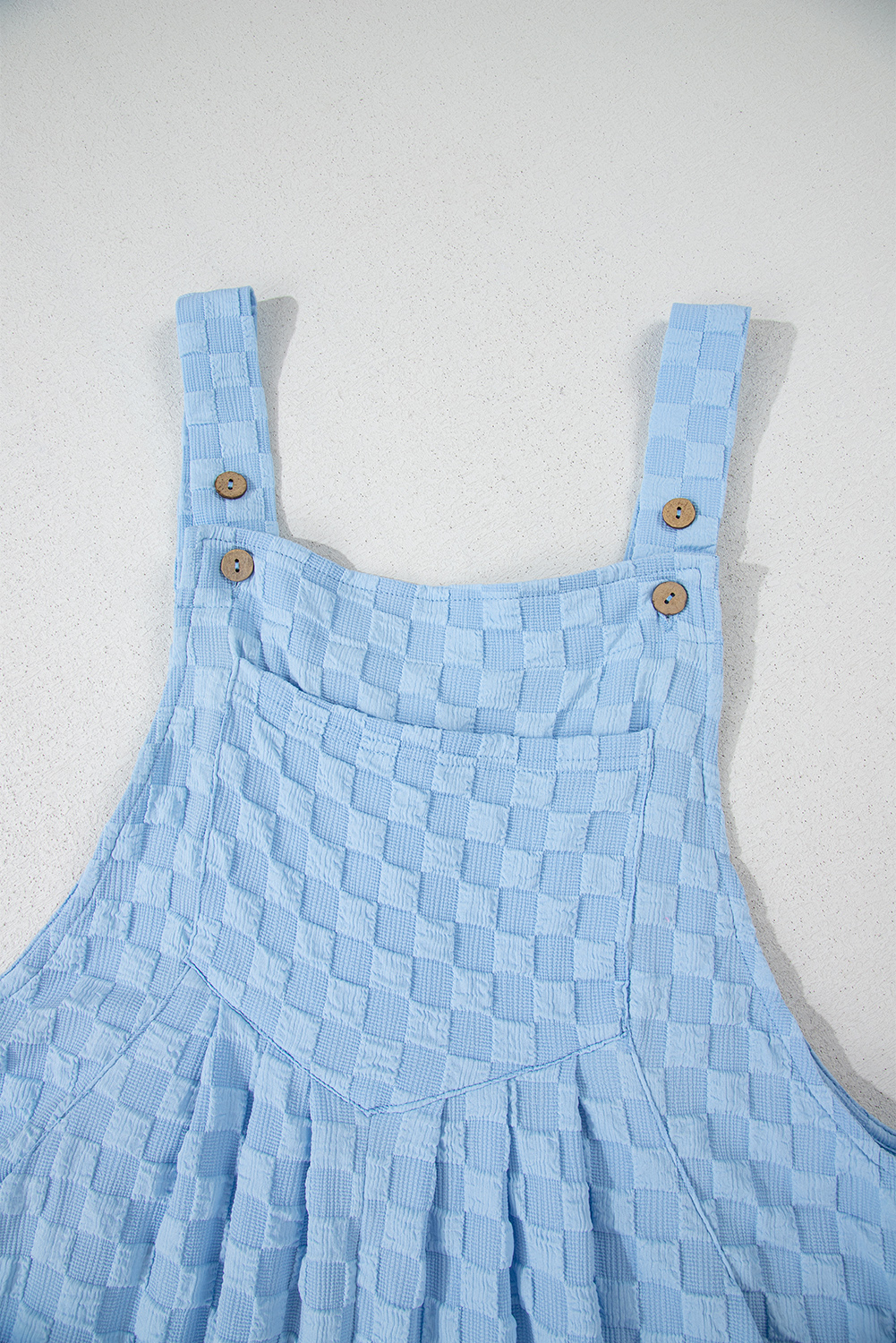 Beau Blue Checkered Pocketed High Waist Wide Leg Overall - loveforevers
