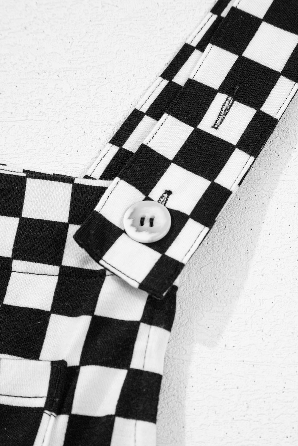 Black Checkered Print Pocketed Wide Leg Jumpsuit - loveforevers