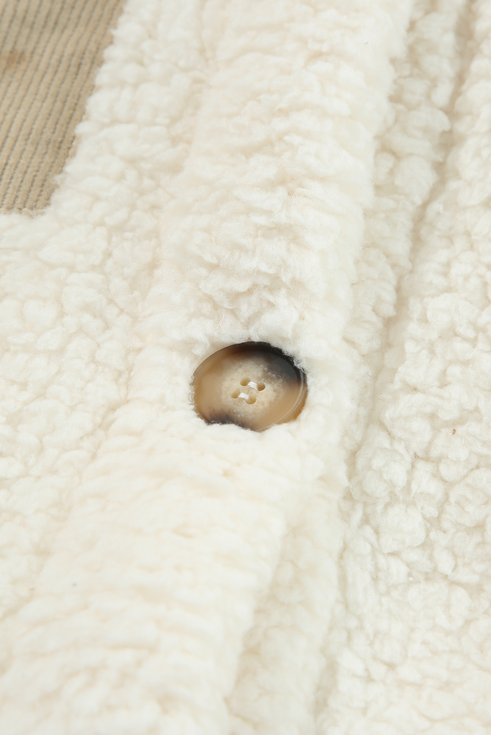 Beige Contrast Flap Pocket Single Breasted Teddy Coat - loveforevers