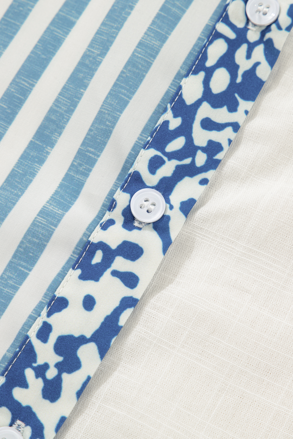 Sky Blue Leopard Striped Western Casual Shirt - loveforevers