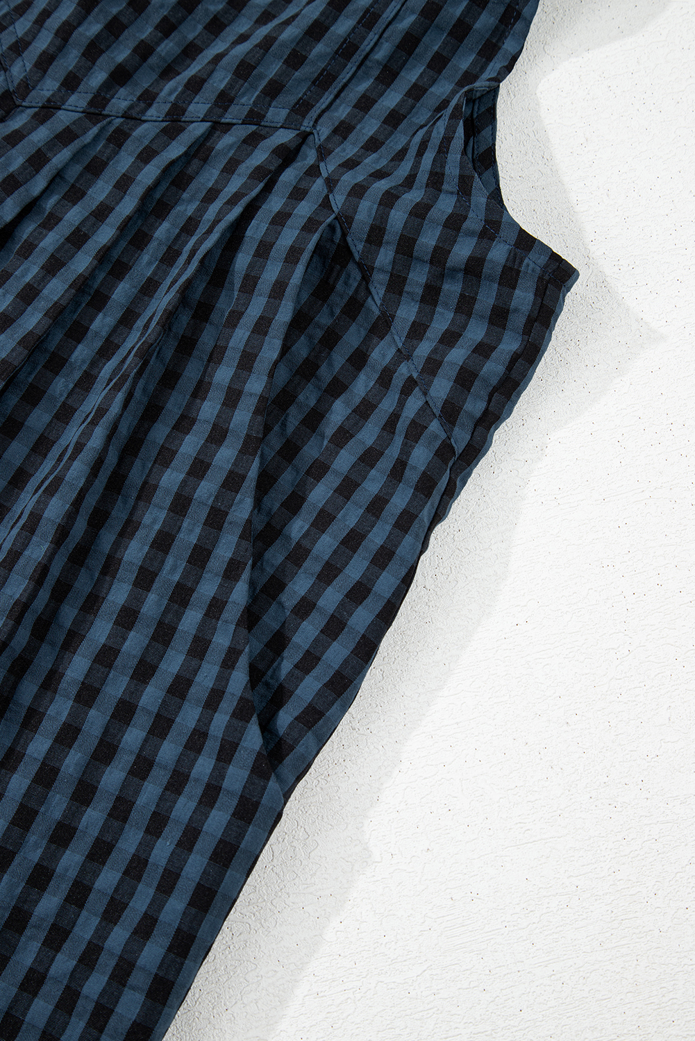 Sail Blue Plaid Print Buttoned Pocketed High Waist Overall - loveforevers