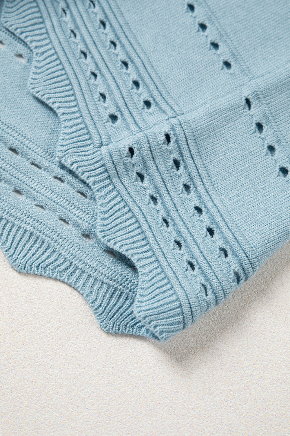 Sky Blue White Cut-out Scalloped Hem Skinny Tank Top - loveforevers