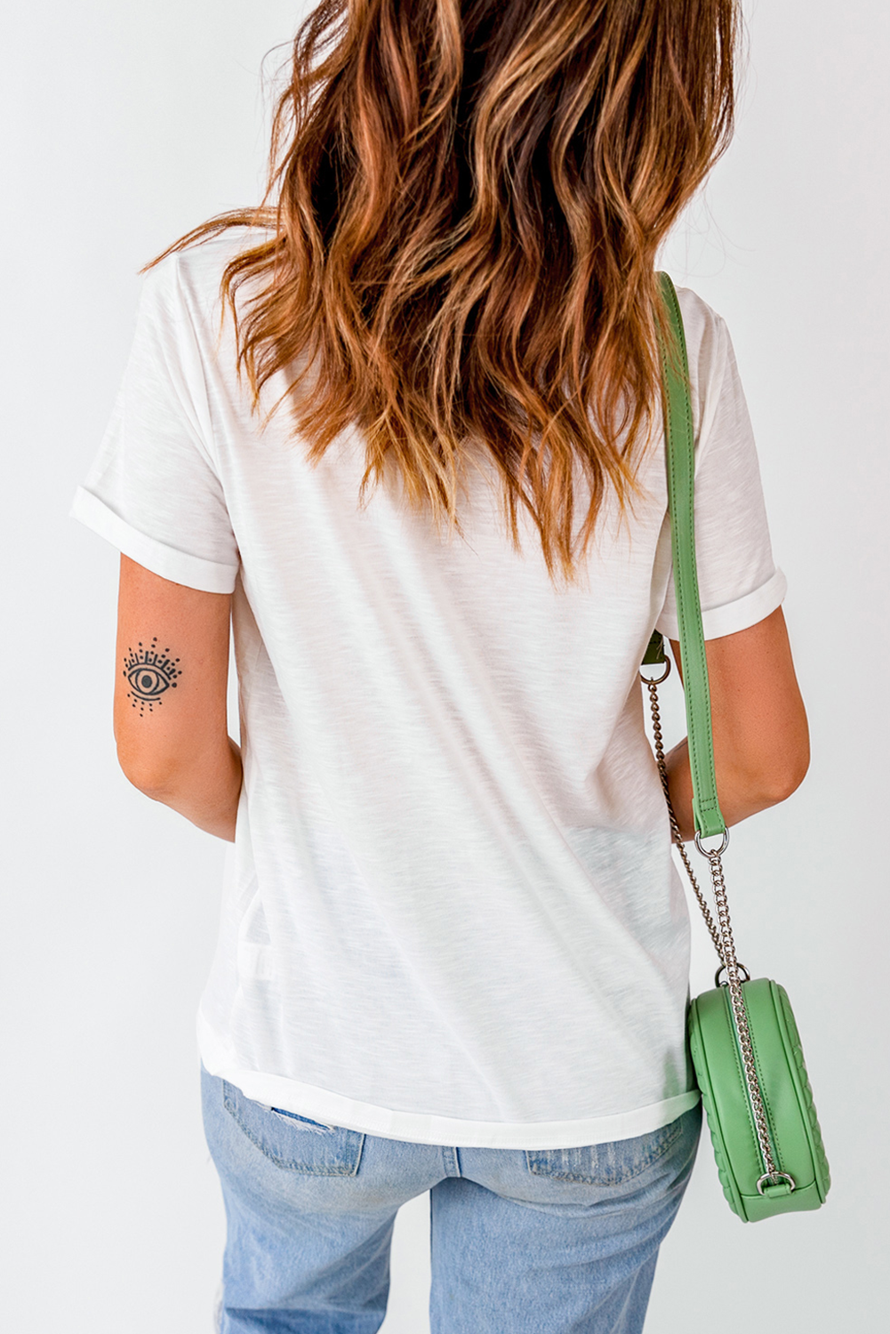 White mama Heart Embroidered Crew Neck T Shirt - loveforevers