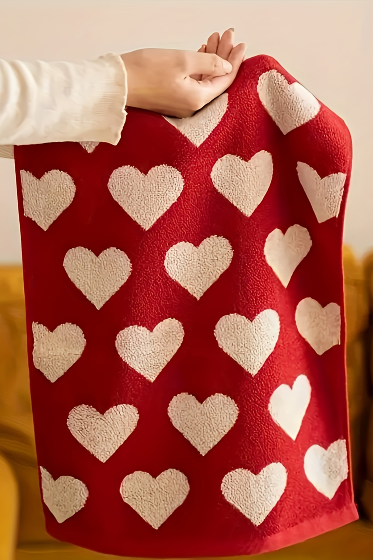 Fiery Red Double Side Heart Printed Allover Cotton Face Towel - loveforevers